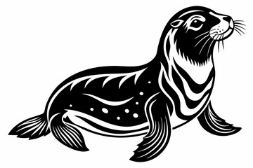 sea lion line art silhouette vector illustration