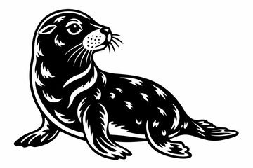 Obraz premium sea lion line art silhouette vector illustration
