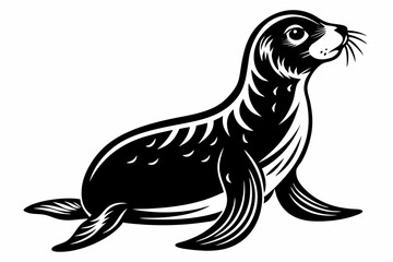 sea lion line art silhouette vector illustration