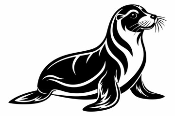 sea lion line art silhouette vector illustration