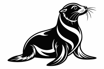 sea lion line art silhouette vector illustration