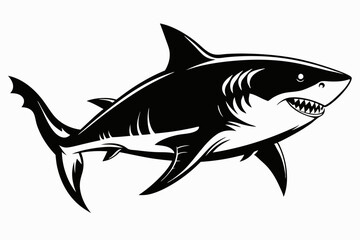 shark line art silhouette vector illustration