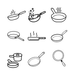 Frying pan skillet or frypan flat vector icon for cooking apps and websites. 