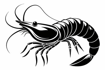 shrimp line art silhouette vector illustration