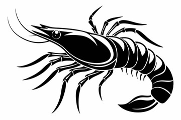 shrimp line art silhouette vector illustration