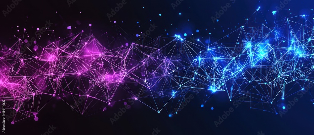 Poster abstract digital network: a mesmerizing visual representation of interconnected nodes and glowing li