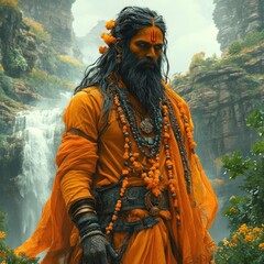 Fototapeta premium Hindu Festival Ram Navami Celebration April 17 Traditional Worship India Cultural Illustration