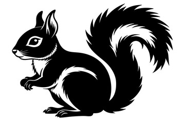 squirrel line art silhouette vector illustration