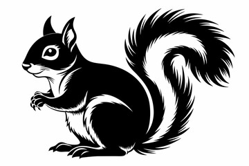 squirrel line art silhouette vector illustration
