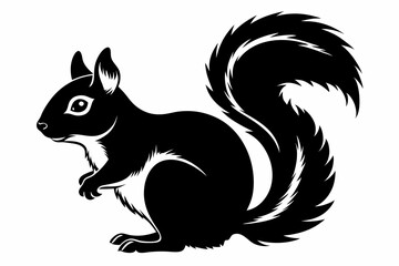 squirrel line art silhouette vector illustration