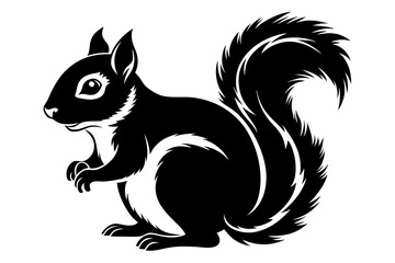 squirrel line art silhouette vector illustration