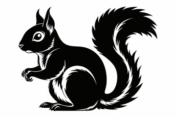 squirrel line art silhouette vector illustration