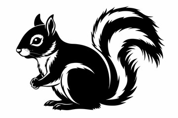 squirrel line art silhouette vector illustration