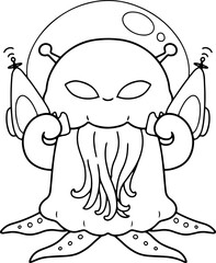 alien doodle space