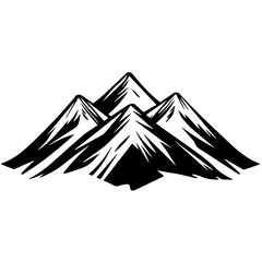 Black and White Mountain Range Silhouette