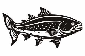 trout fish line art silhouette vector illustration