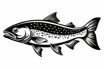 trout fish line art silhouette vector illustration