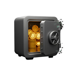 Digital vault filled with cryptocurrency
