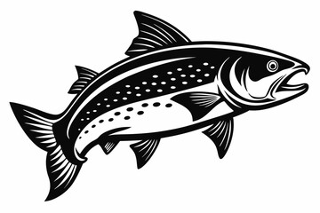 trout fish line art silhouette vector illustration