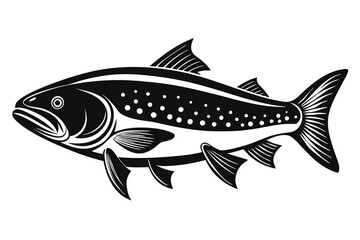 trout fish line art silhouette vector illustration