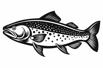 trout fish line art silhouette vector illustration