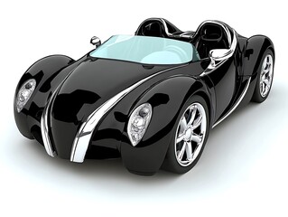 A sleek and modern black sports car displayed on a white background