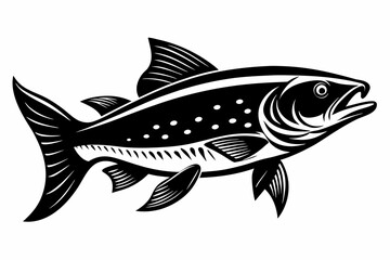 trout fish line art silhouette vector illustration