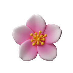 3d pink Sakura flower. Japanese cherry blossom season. Three-dimensional spring plant vector illustration. Nature petal Japan symbol. Floral April decoration cherry tree. Cute beauty botanical hanami