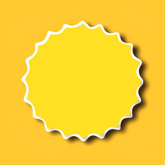 Yellow badge with wavy edges on yellow background