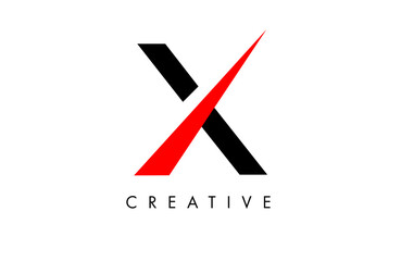 X letter Logo with sharp cut creative design in red and black colors vector