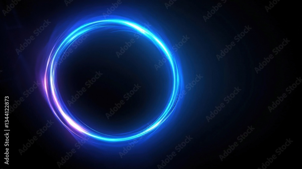 Poster a glowing blue circle against a dark background, creating an ethereal and futuristic effect, emphasi