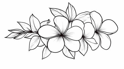 Elegant Plumeria flower line art design, ideal for invitations, cards or websites