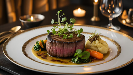 Gourmet Fine Dining Meal on Elegant Plate – Beautifully Plated Haute Cuisine

