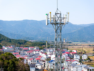 5G communication signal tower erected in the countryside