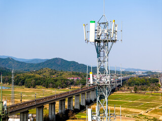 5G communication signal tower erected in the countryside