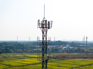 5G communication signal tower erected in the countryside