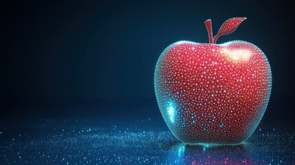 Obraz premium Digital Apple, Illuminated, Dark Studio, Abstract Background