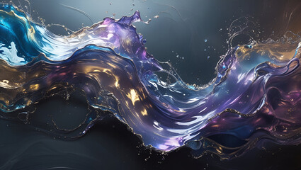 Mesmerizing Abstract Digital Composition with Vivid Colors and Fluid Forms

