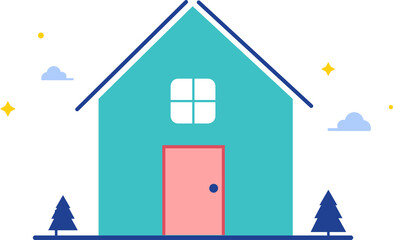 simple and modern house or home icon in blue colorful vector illustration for website, application, poster, children, book, graphic element
