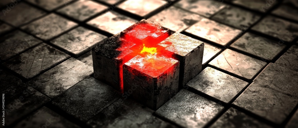 Poster glowing core: abstract cube composition