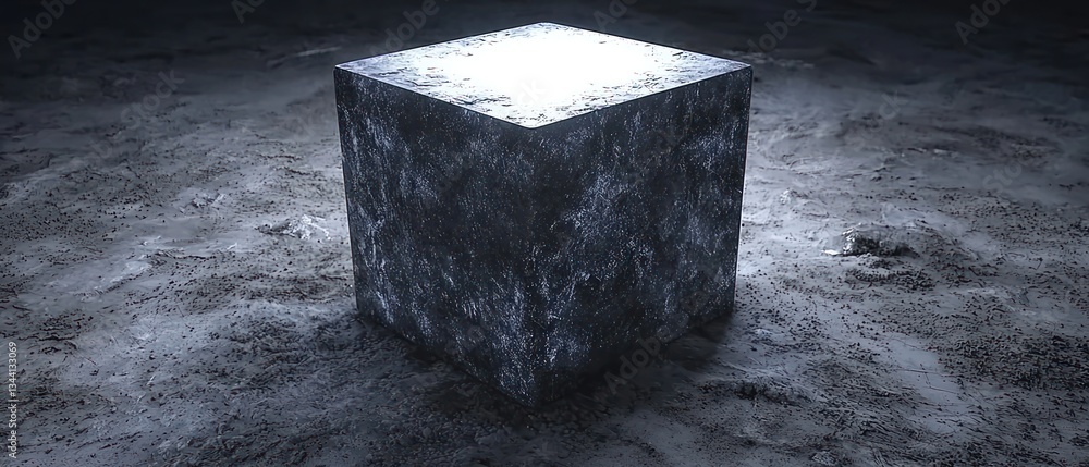 Poster mysterious cube on a desolate planet