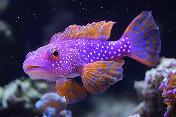 Obraz premium Colorful Purple and Orange Fish in Aquarium