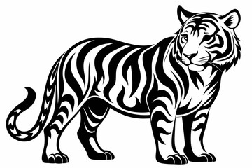 tiger line art silhouette vector illustration