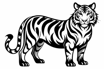 tiger line art silhouette vector illustration