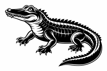 alligator line art silhouette vector illustration