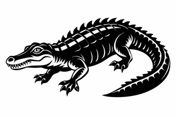 alligator line art silhouette vector illustration