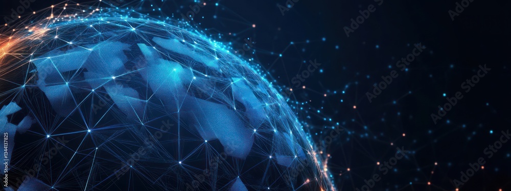 Aufkleber global technology digital globe abstract cyberspace connection polygon network business innovation