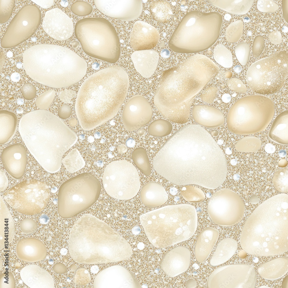 Poster shiny golden pebbles with cream accents create an elegant, textured pattern suitable for luxury desi