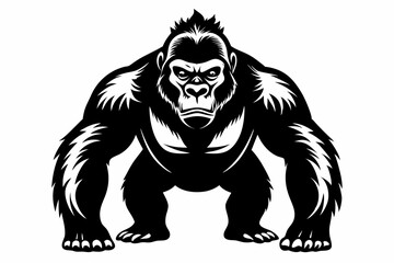 gorilla line art silhouette vector illustration