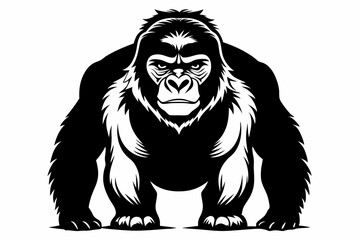 gorilla line art silhouette vector illustration